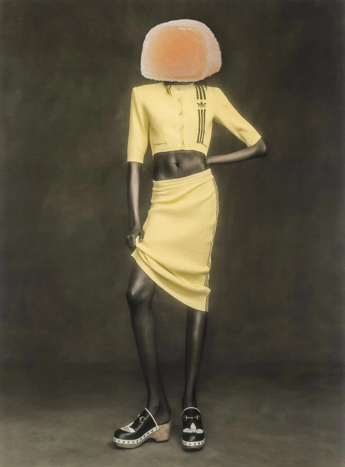 two women posing in their pattern dresses